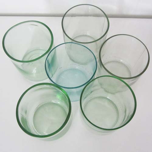 I was a bottle: Glas-Flaschen - Lampen und Leuchten, Laternen, Gläser, Vasen, Gefäße, Behälter und Schalen aus Glas: 6er Set Mixed Gläser, hellgrün, weiss und türkis