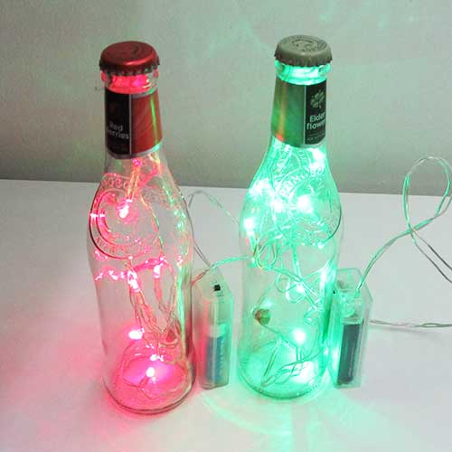 I was a bottle: Glas-Flaschen - Lampen und Leuchten, Laternen, Gläser, Led-Flaschenlampen: 2er-Set Ledflaschenlampen Cider small in grün und rot
