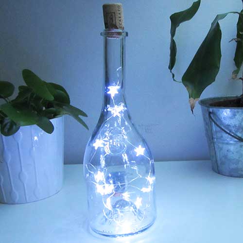 I was a bottle: Glas-Flaschen - Lampen und Leuchten, Laternen, Gläser, Led-Flaschenlampen: Chenet Led Flaschenlampe mit Sternen-Leds blauweiß