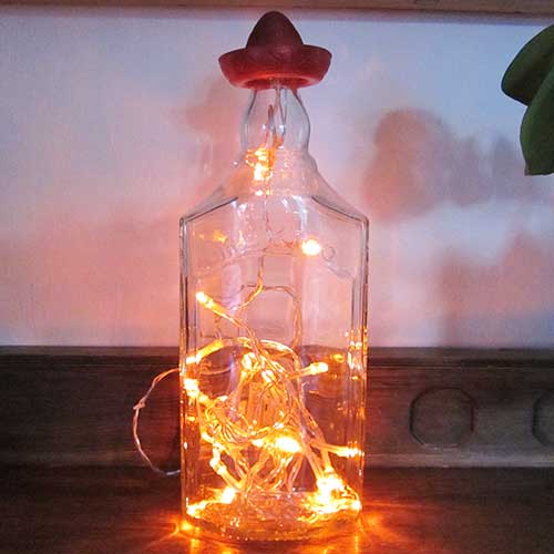 I was a bottle: Glas-Flaschen - Lampen und Leuchten, Laternen, Gläser, Led-Flaschenlampen: Tequila Flaschenlampe mit roten Leds