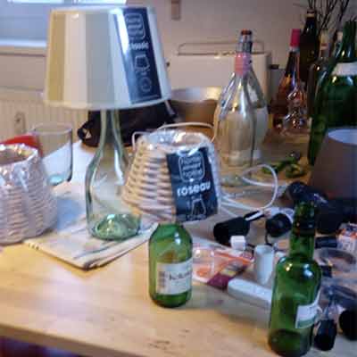 I was a bottle: Glas-Flaschen - Lampen und Leuchten, Laternen, Gläser, Vasen und Schalen aus , Me and my work: Tischlampen small und medium