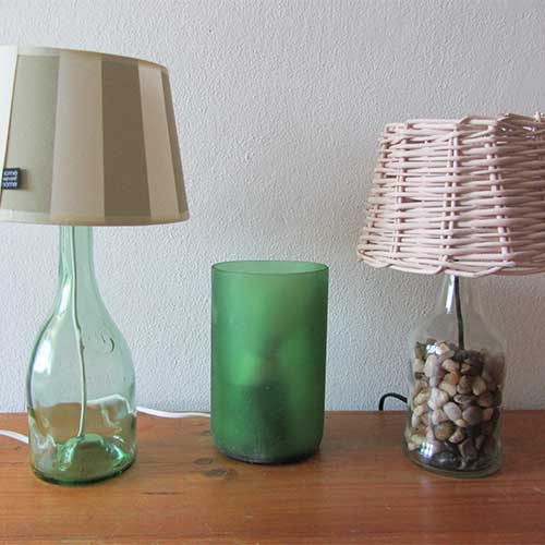 I was a bottle: Glas-Flaschen - Lampen und Leuchten, Laternen, Gläser, Vasen und Schalen aus Glas: Special Edition, Tischleuchten mit Flaschenfuss und aus Doppelliter-Flaschen