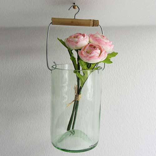 I was a bottle: Glas-Flaschen - Lampen und Leuchten, Laternen, Gläser, Vasen und Schalen aus Glas, Vasen und Hänge-Vasen: Hängevase mit Rosen