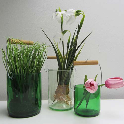 I was a bottle: Glas-Flaschen - Lampen und Leuchten, Laternen, Gläser, Vasen und Schalen aus Glas, Vasen und Hängevasen: Hänge- Vasen mit Blumen